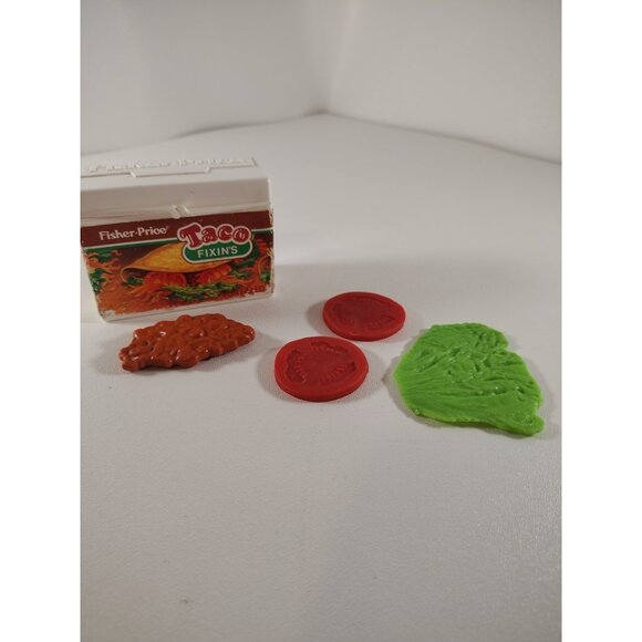 Vintage Fisher Price Taco Fixins Box Meat lettuce tomato 1988 Fun with Food - Picture 1 of 5